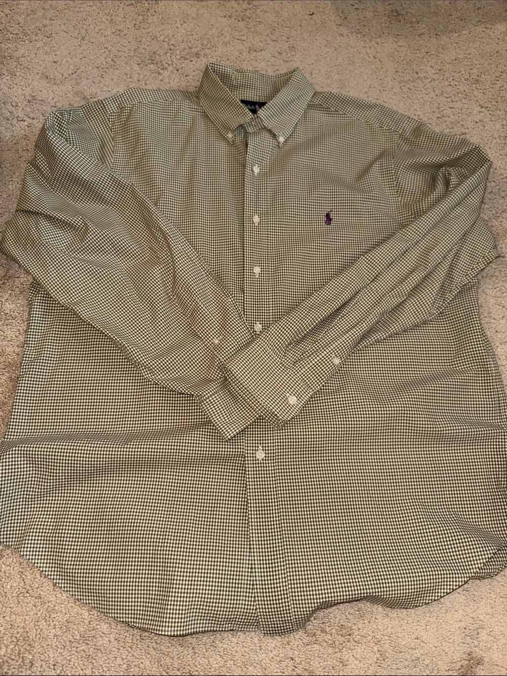 Ralph Lauren Brown and Cream and Tan Gingham Button-Up with Purple Pony - Picture 5 of 5